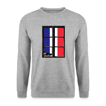 Drapeau France look usé drapeau français - Sweat-shirt Unisexe - gris chiné - Devant - Alina (178cm) & Michal (187cm)