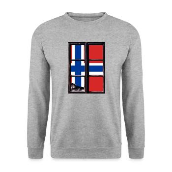 Norwegen Flagge Skandinavien Norwegische Fahne - Unisex Pullover - Weißgrau meliert - Vorne - Alina (178cm) & Michal (187cm)