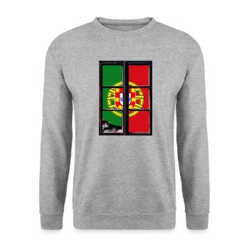 Portugal Flag Used Look Portuguese Flag - Unisex Sweatshirt - salt & pepper - Front - Alina (178cm) & Michal (187cm)