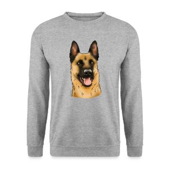 Head of malinois (for light textiles) - Unisex Sweatshirt - salt & pepper - Front - Alina (178cm) & Michal (187cm)