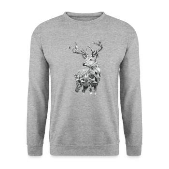 Deer geometric black and white - Unisex Sweatshirt - salt & pepper - Front - Alina (178cm) & Michal (187cm)