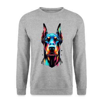 Painted Dog four - Unisex Pullover - Weißgrau meliert - Vorne - Alina (178cm) & Michal (187cm)