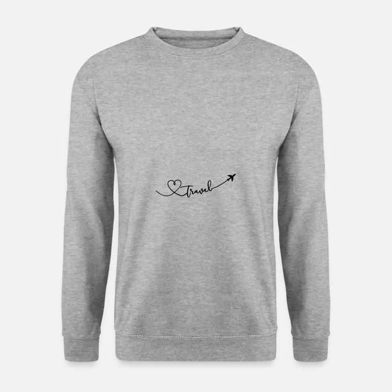 Travel Liebe mit Flugzeug - Unisex Pullover - Weißgrau meliert