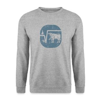Ente Wurzel aus Kuh - Mathe Geschenk - Unisex Pullover - Weißgrau meliert - Vorne - Alina (178cm) & Michal (187cm)