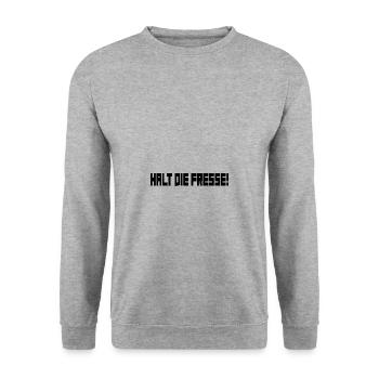 Halt die Fresse! - Unisex Pullover - Weißgrau meliert - Vorne - Alina (178cm) & Michal (187cm)