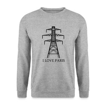 Power pylon as Eiffel Tower "I Love Paris" satire - Unisex Sweatshirt - salt & pepper - Front - Alina (178cm) & Michal (187cm)