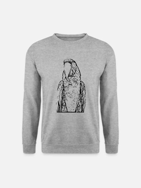 Papageien Vogel schwarz - Unisex Pullover - Weißgrau meliert