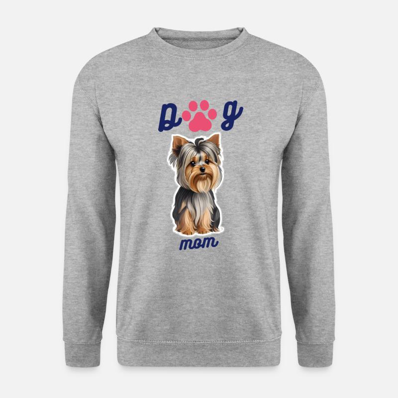 Yorkie und Stolze Hundemama - Unisex Pullover - Weißgrau meliert