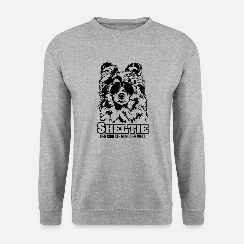 SHELTIE coolster Hund Hundespruch Wilsigns - Unisex Pullover - Weißgrau meliert