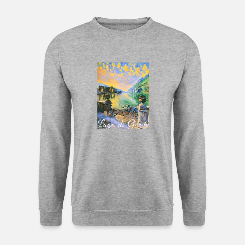 Lago di garda,Gardasee,see,landschaft - Unisex Pullover - Weißgrau meliert
