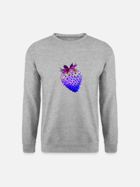 erdbeere.blaue erdbeere,wassertropfen,glas - Unisex Pullover - Weißgrau meliert