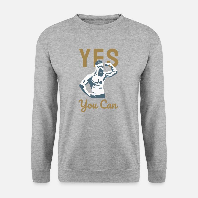Yes you can - Gym Motivation - Unisex Pullover - Weißgrau meliert