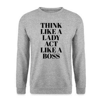 Think like a Lady - Unisex Pullover - Weißgrau meliert - Vorne - Alina (178cm) & Michal (187cm)