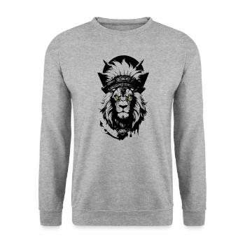 Tribal Lion - Sweat-shirt Unisexe - gris chiné - Devant - Alina (178cm) & Michal (187cm)
