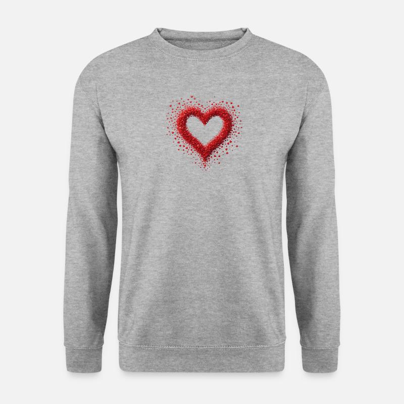 Herzrahmen aus kleinen Herzen - Valentinstag - Unisex Pullover - Weißgrau meliert