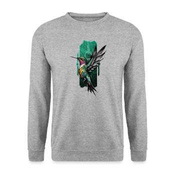 Hovering Jewel: Graceful Hummingbird in Flight - Unisex Sweatshirt - salt & pepper - Front - Alina (178cm) & Michal (187cm)