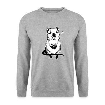 Quokka - motif doux - Sweat-shirt Unisexe - gris chiné - Devant - Alina (178cm) & Michal (187cm)