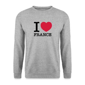 I love france - Unisex Pullover - Weißgrau meliert - Vorne - Alina (178cm) & Michal (187cm)
