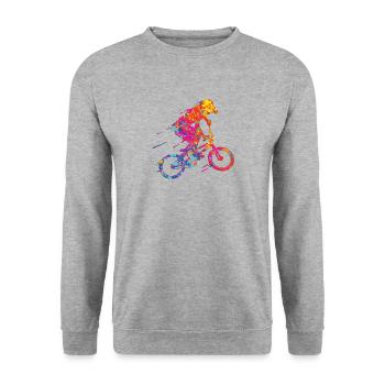 BMX Bunte Farbe Grafik Biker Freestyle Racing - Unisex Pullover - Weißgrau meliert - Vorne - Alina (178cm) & Michal (187cm)