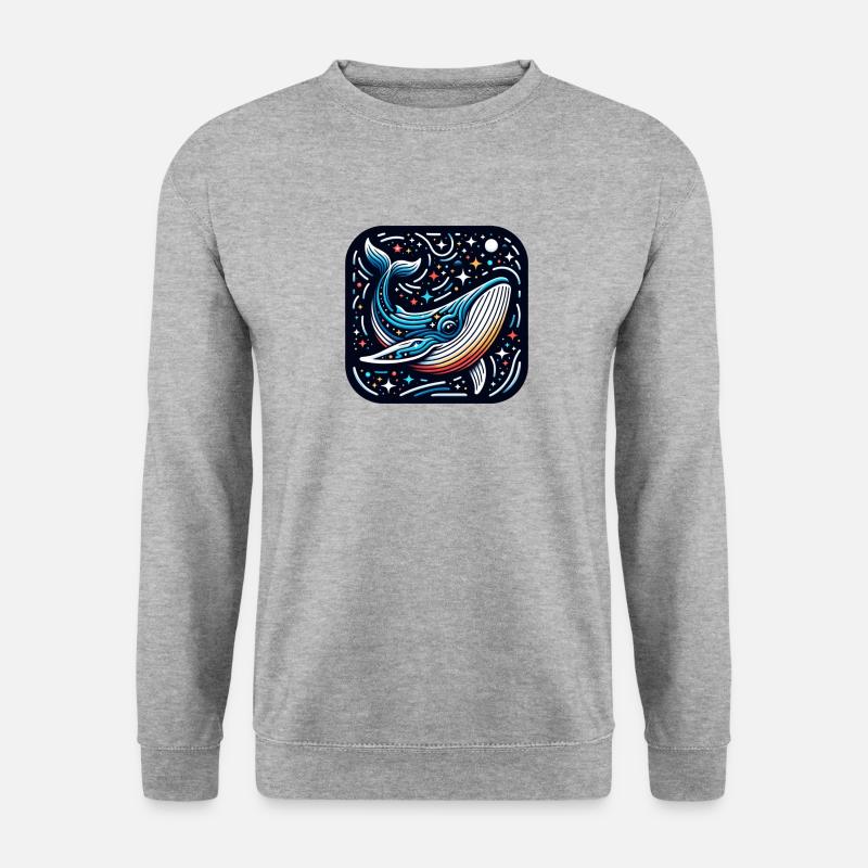 Weltraum-Wal - Unisex Pullover - Weißgrau meliert
