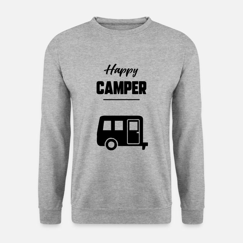 Glücklicher Camper - Unisex Pullover - Weißgrau meliert