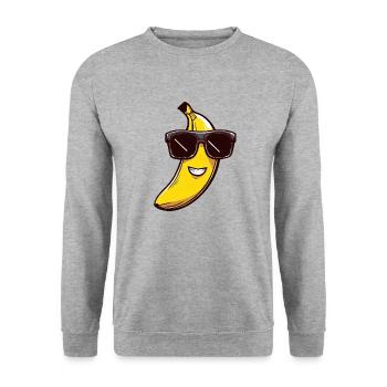 Cool banana with sunglasses - Funny design - Unisex Sweatshirt - salt & pepper - Front - Alina (178cm) & Michal (187cm)