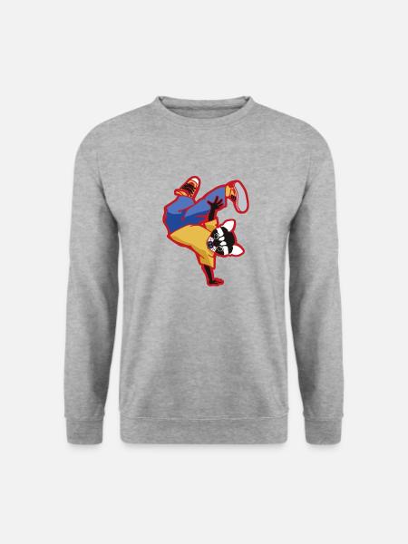 racoon hip hop - Unisex Pullover - Weißgrau meliert