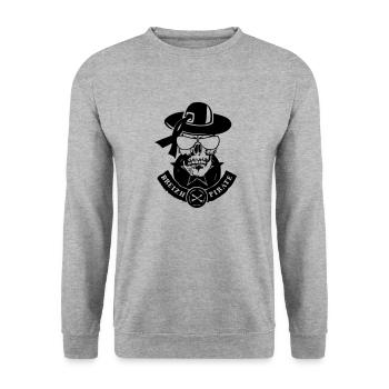 Kopf des Todes abtrünnigen Breizh Piraten - Unisex Pullover - Weißgrau meliert - Vorne - Alina (178cm) & Michal (187cm)