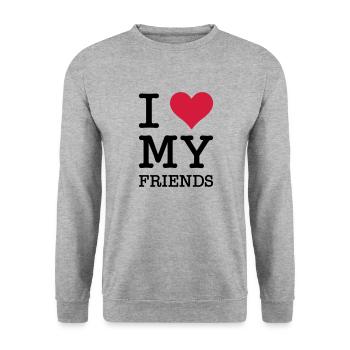 J'aime mes amis - Sweat-shirt Unisexe - gris chiné - Devant - Alina (178cm) & Michal (187cm)