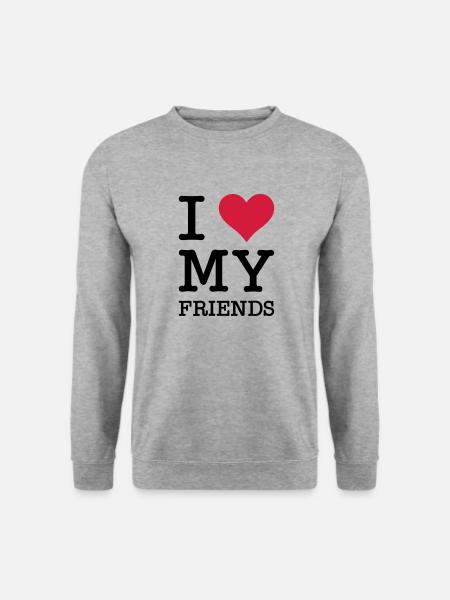 I Love My Friends - Unisex Pullover - Weißgrau meliert