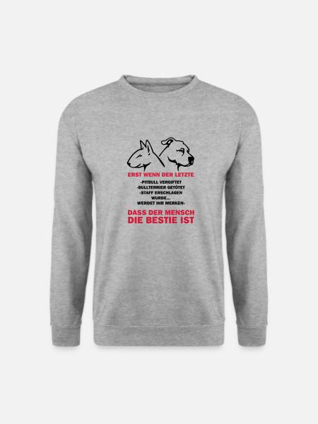 351 Der Mensch ist die Bestie - Unisex Pullover - Weißgrau meliert