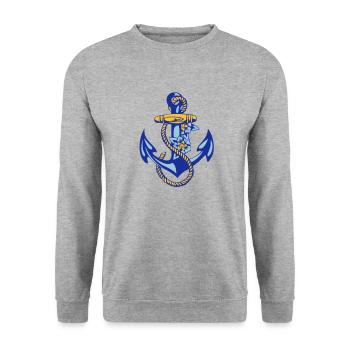 sailor*anchor - Unisex Pullover - Weißgrau meliert - Vorne - Alina (178cm) & Michal (187cm)