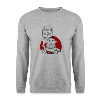 Cosmonaut with the coffee - Unisex Sweatshirt - salt & pepper - Front - Alina (178cm) & Michal (187cm)