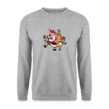Christmas motif Funny reindeer Christmas Xmas - Unisex Sweatshirt - salt & pepper - Front - Alina (178cm) & Michal (187cm)