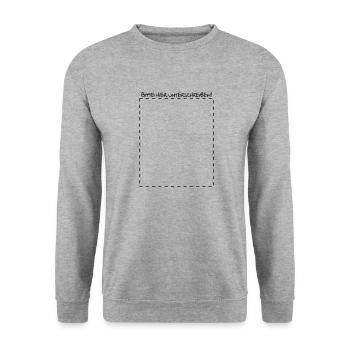 Bitte hier Unterschreiben! lustig Spruch Geschenk - Unisex Pullover - Weißgrau meliert - Vorne - Alina (178cm) & Michal (187cm)
