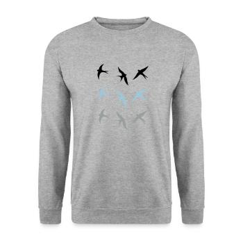 schwalben - Unisex Pullover - Weißgrau meliert - Vorne - Alina (178cm) & Michal (187cm)