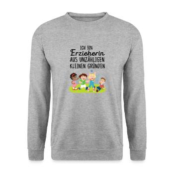 Ich Bin Erzieherin Aus Unzähligen Kleinen Gründen - Unisex Pullover - Weißgrau meliert - Vorne - Alina (178cm) & Michal (187cm)