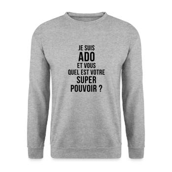 Teenager / Jugendliche / Jugendlicher / Kind - Unisex Pullover - Weißgrau meliert - Vorne - Alina (178cm) & Michal (187cm)