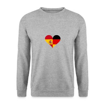 L’Allemagne et l’Espagne Coeur - Sweat-shirt Unisexe - gris chiné - Devant - Alina (178cm) & Michal (187cm)