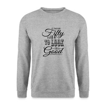 50th Birthday - Unisex Sweatshirt - salt & pepper - Front - Alina (178cm) & Michal (187cm)