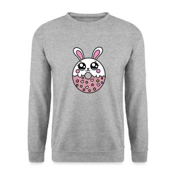 Kaninchen Donut - Süßer Donut (Kaninchen) - Unisex Pullover - Weißgrau meliert - Vorne - Alina (178cm) & Michal (187cm)
