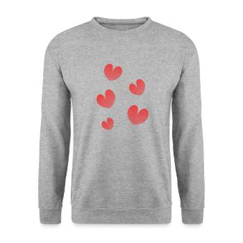 GERADE GEHEIRATET. HEILIGER VALENTINSTAG. ICH LIEBE DICH. ICH LIEBE - Unisex Pullover - Weißgrau meliert - Vorne - Alina (178cm) & Michal (187cm)