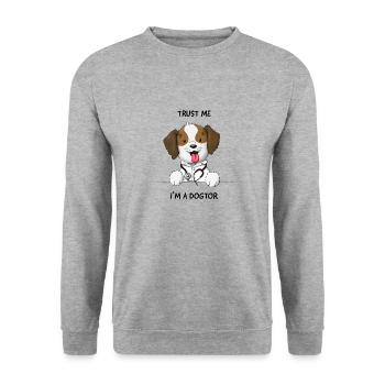 Trust me I’m a Dogtor doux chien - Sweat-shirt Unisexe - gris chiné - Devant - Alina (178cm) & Michal (187cm)