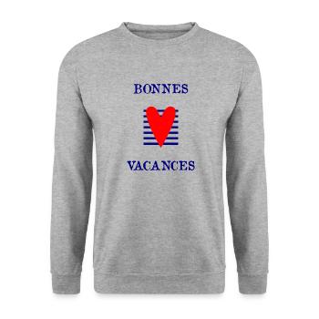 VIVE LES VACANCES. VACANCES. BONNES VACANCES. - Sweat-shirt Unisexe - gris chiné - Devant - Alina (178cm) & Michal (187cm)
