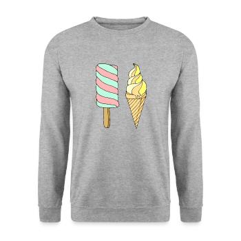 Crème glacée - Sweat-shirt Unisexe - gris chiné - Devant - Alina (178cm) & Michal (187cm)
