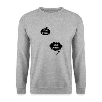J'ai Faim Moi Aussi Cadeau Humour De Grossesse - Sweat-shirt Unisexe - gris chiné - Devant - Alina (178cm) & Michal (187cm)