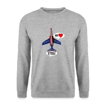 on aime la Patrouille de France - Sweat-shirt Unisexe - gris chiné - Devant - Alina (178cm) & Michal (187cm)