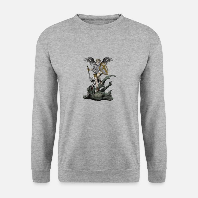 Sankt Michael der Erzengel - Unisex Pullover - Weißgrau meliert