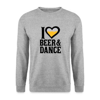 Love Beer and Dance - Unisex Pullover - Weißgrau meliert - Vorne - Alina (178cm) & Michal (187cm)