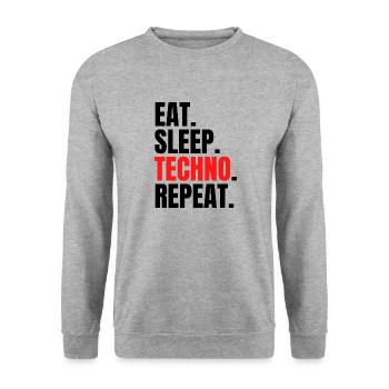 eat sleep techno repeat - Unisex Pullover - Weißgrau meliert - Vorne - Alina (178cm) & Michal (187cm)